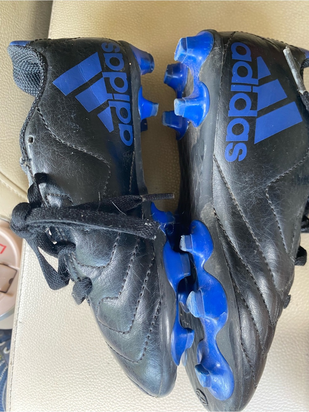 adidas Kids Black & Blue Soccer Cleats 10.5